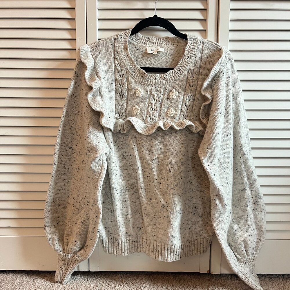 Bohme Floral Details Knit Sweater: Like New!